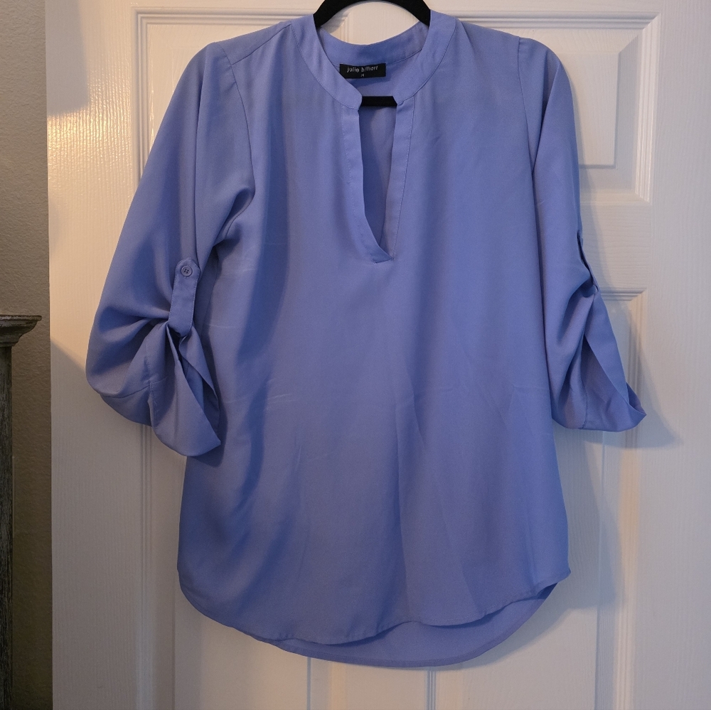 Periwinkle Split-Neck Blouse - Soft Lilac Women’s Top